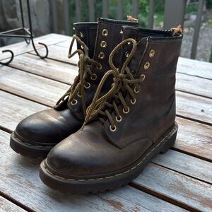 Dr. Martens Distressed Brown Leather Boots